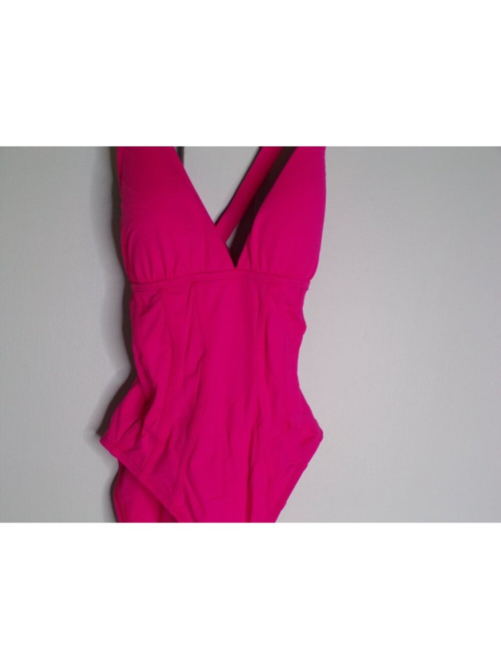 🆕LA BLANCA Island Goddess Plunge One Piece Swimsuit Fuchsia Bright Pink 8 - Picture 5 of 7